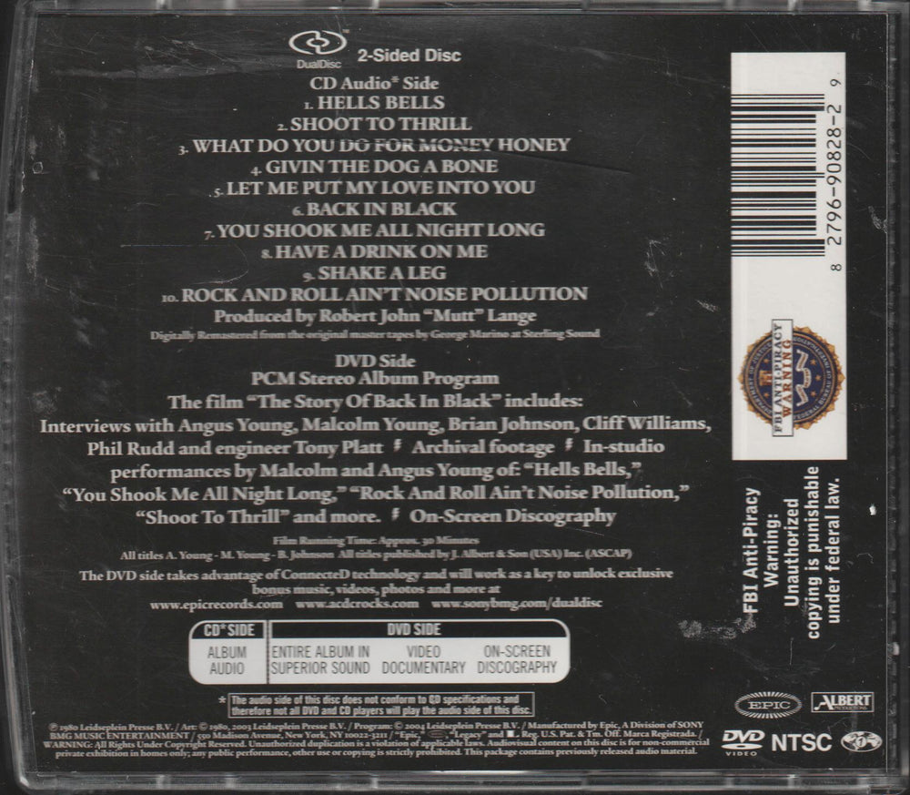 AC/DC - Back in Black (2005 DualDisc Edition). CD/DVD.