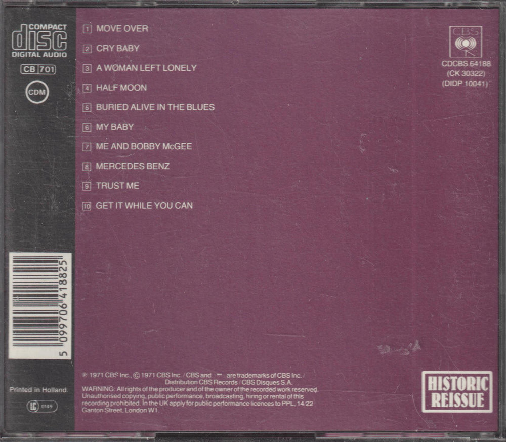 Janis Joplin - Pearl (Historic Reissue)