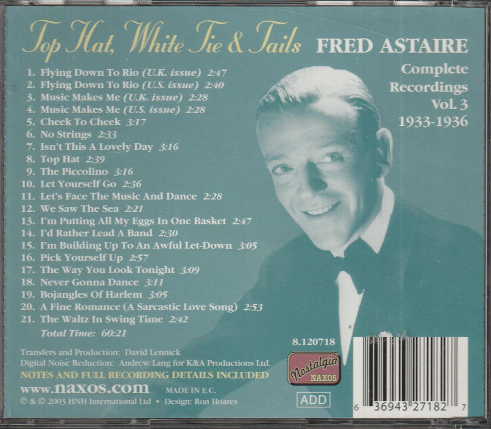Fred Astaire - "Top Hat, White Tie & Tails" (Complete Recordings Vol. 3 1933-1936)
