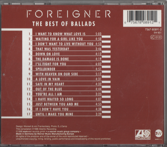 Foreigner - I Want To Know What Love Is: The Best Of 17 Love-Ballads (1992)
