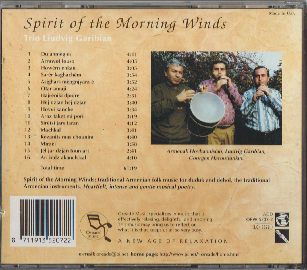 Trio Liudvig Garibian - Spirit of the Morning Winds: Armenian Duduk Music (1998)