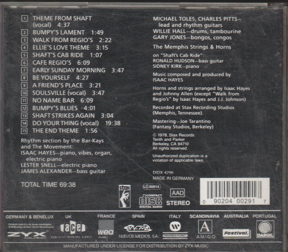 Isaac Hayes - Shaft: Music From The Soundtrack (1971) CD