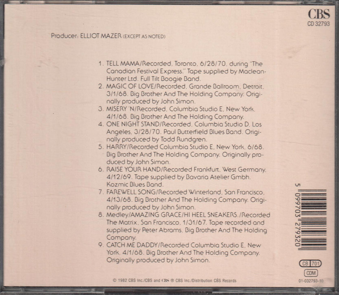 Janis Joplin – Farewell Song. 1982. CD.