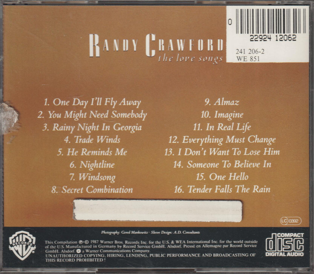 Randy Crawford – The Love Songs. 1995. CD.
