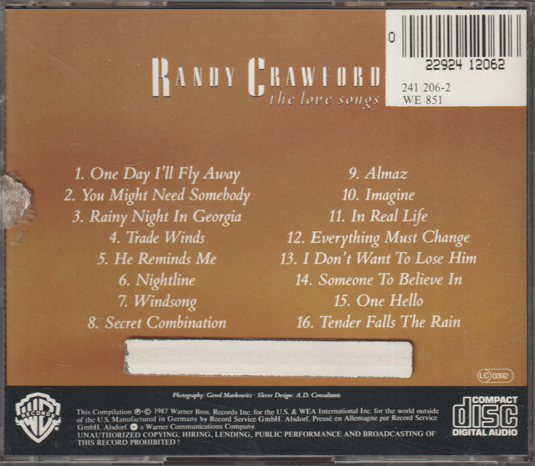 Randy Crawford – The Love Songs. 1995. CD.