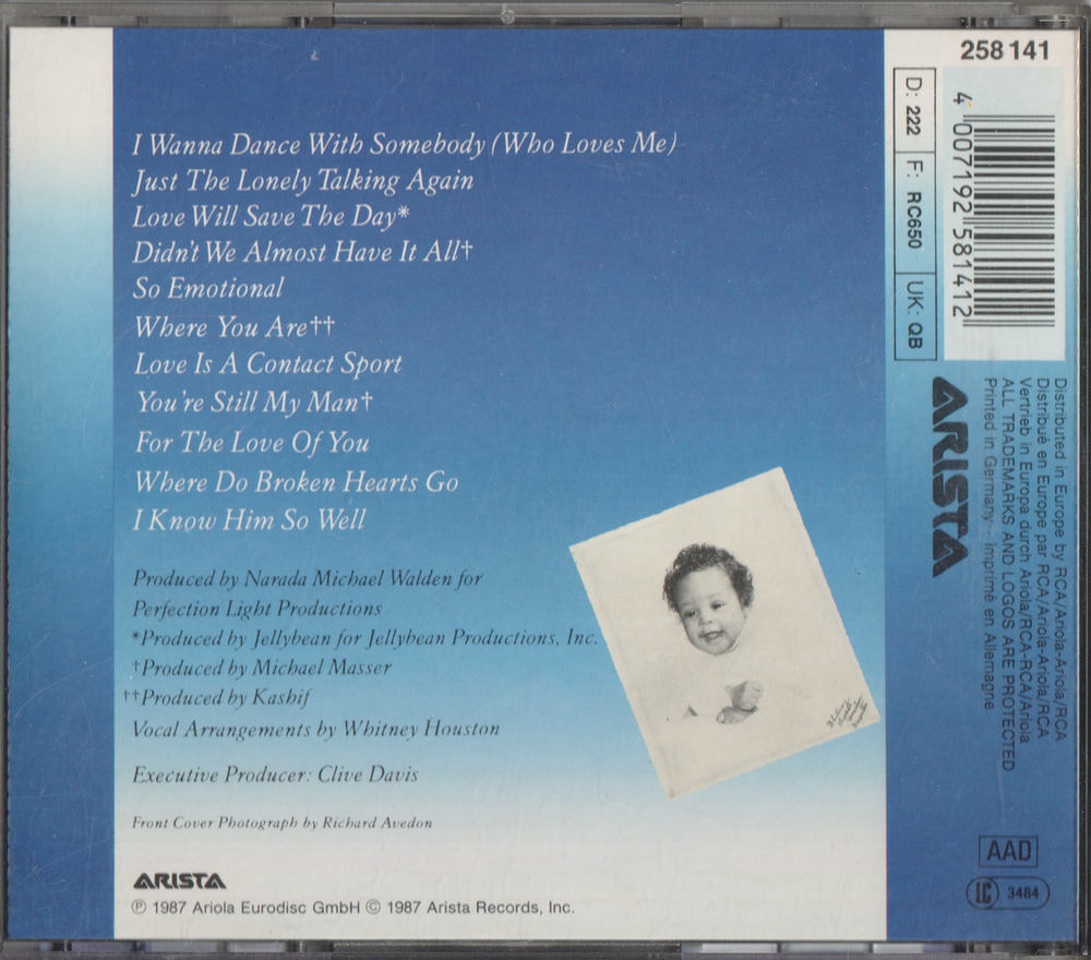 Whitney Houston - Whitney. 1987. CD.