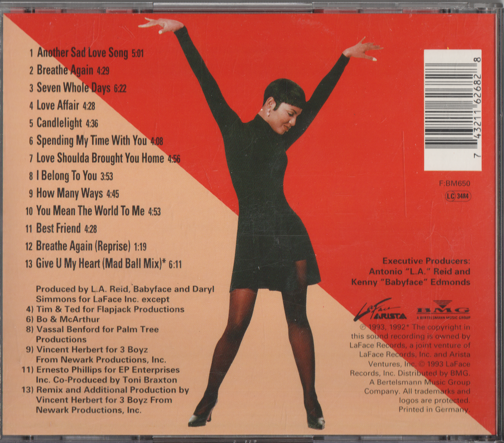 Toni Braxton - Toni Braxton. 1993. CD.