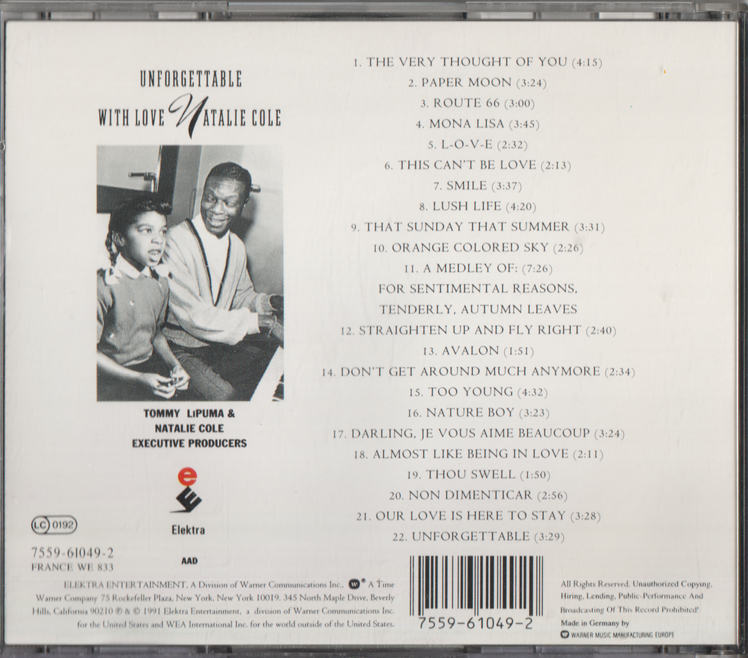 Natalie Cole - Unforgettable: With Love. 1991. CD.