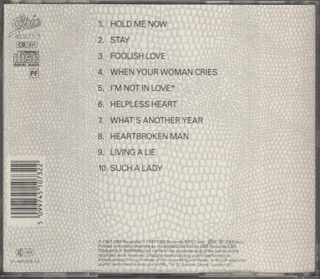 Johnny Logan - Hold Me Now. 1987. CD.