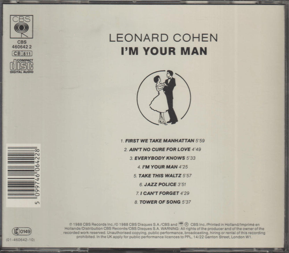 Leonard Cohen - I'm Your Man. 1988. CD.