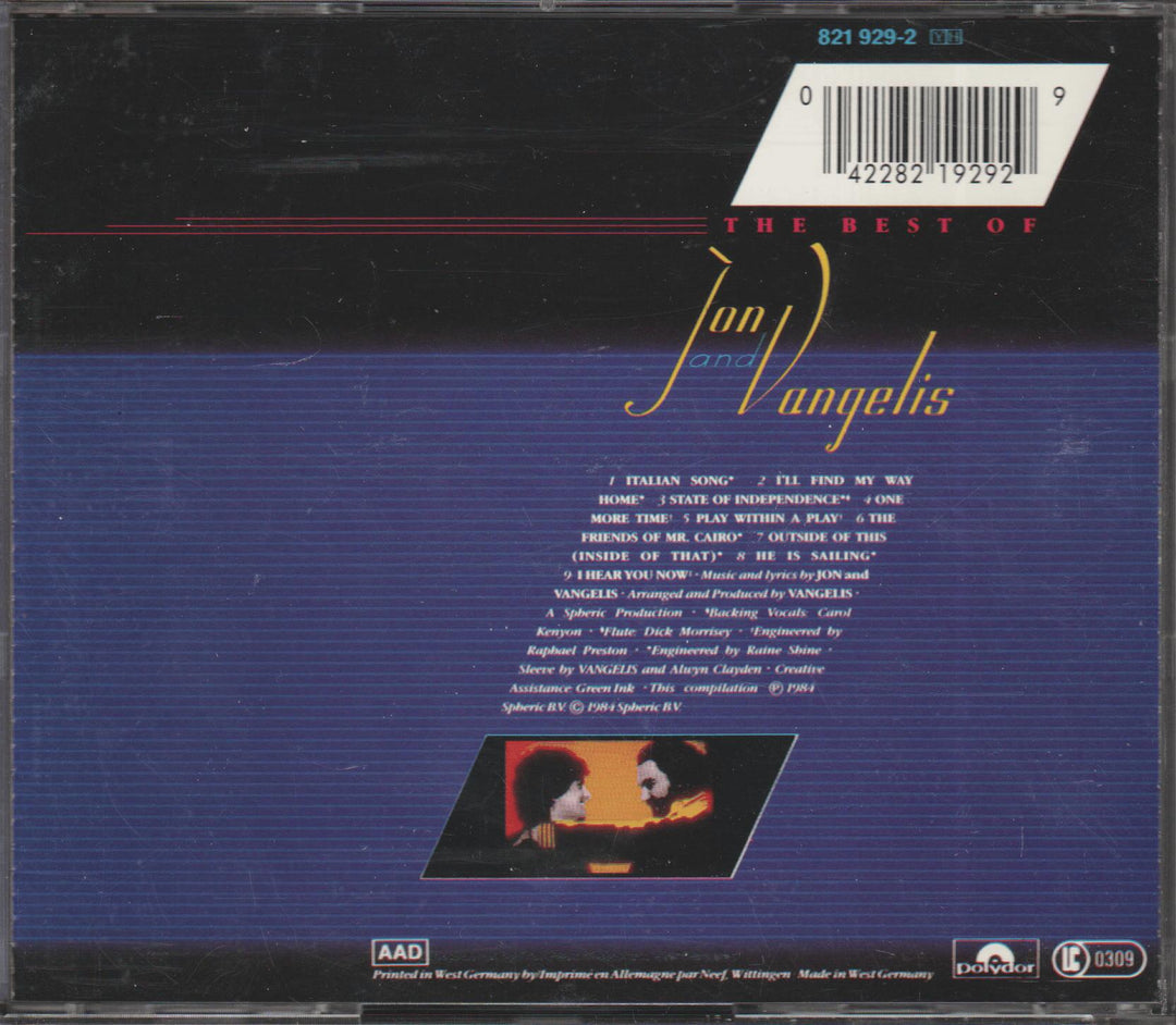 Jon and Vangelis - The Best of Jon and Vangelis. 1984. CD.