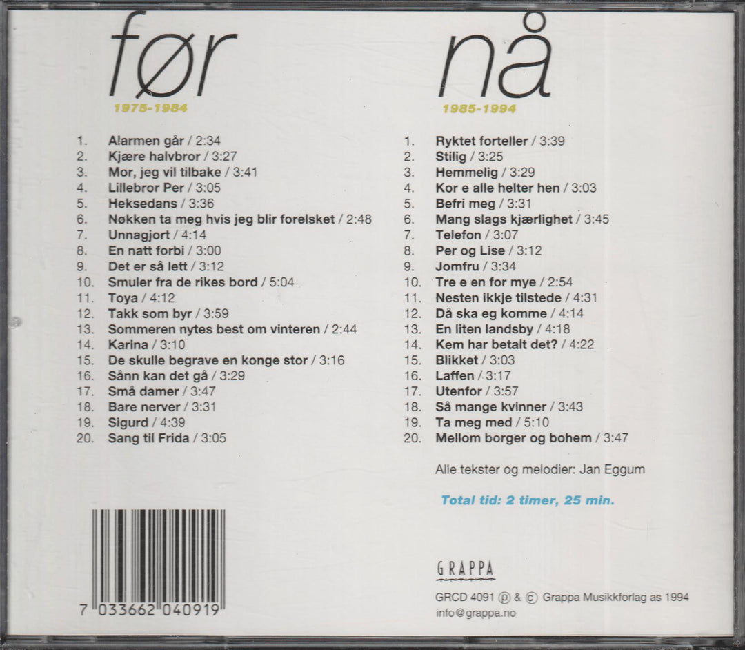 Jan Eggum - Mang Slags Kjærlighet (40 Sanger). 2001. . CD.