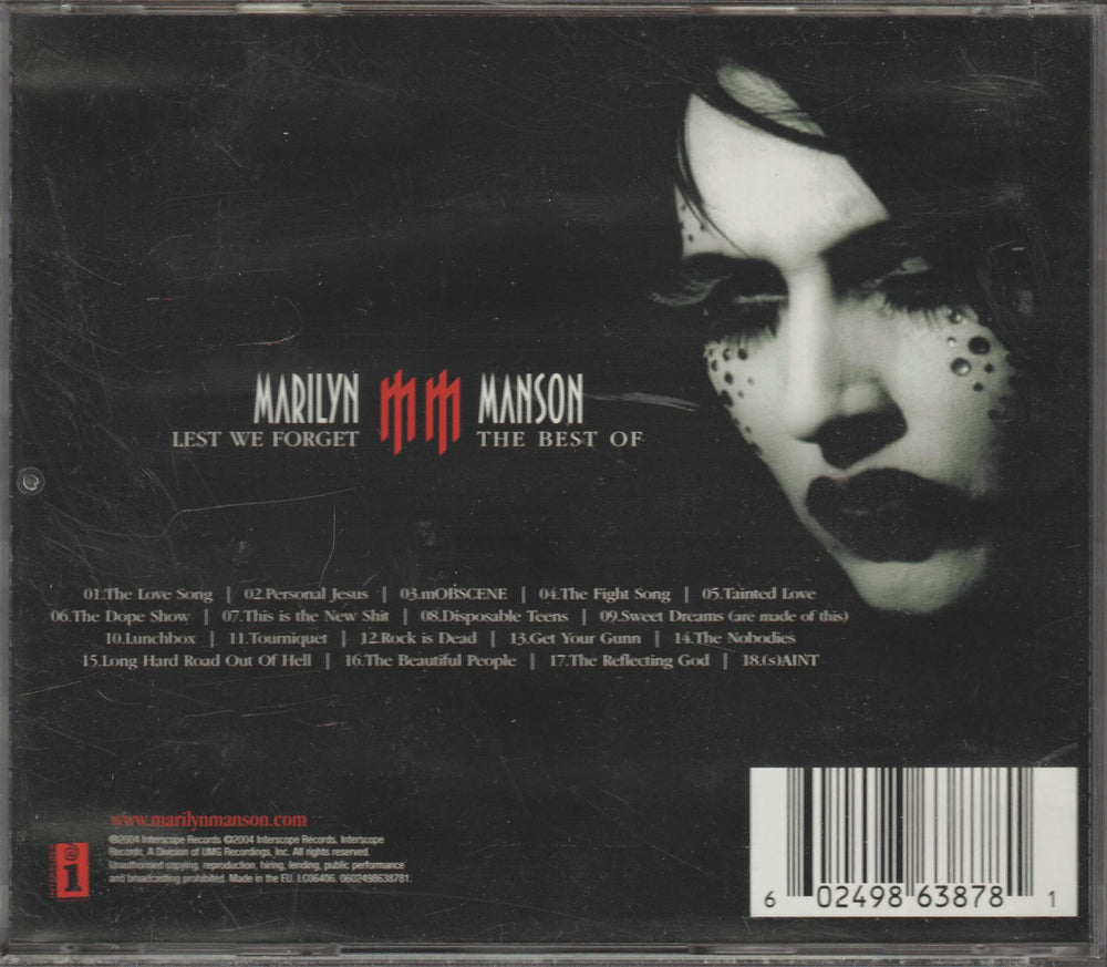 Marilyn Manson - Lest We Forget: The Best Of. 2004. . CD.