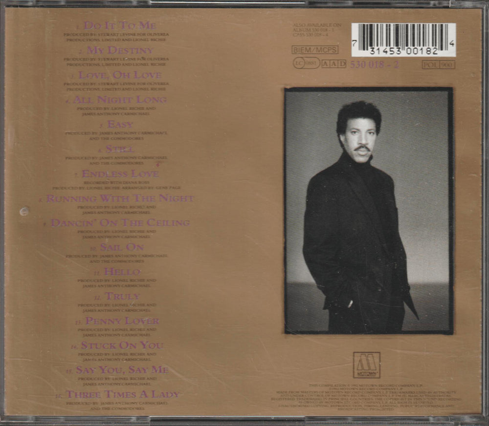 Lionel Richie - Back To Front. 1992. . CD.