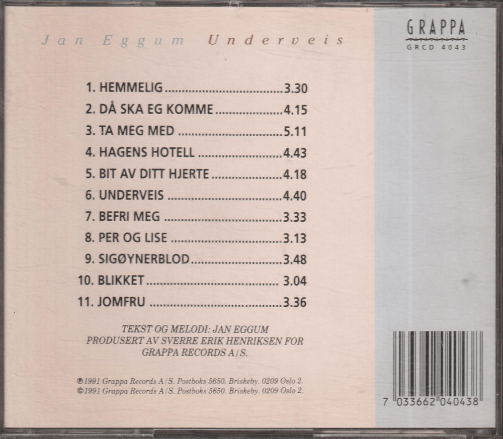 Jan Eggum - Underveis. 1997. . CD.