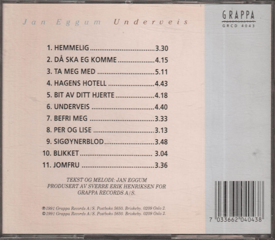 Jan Eggum - Underveis. 1997. . CD.