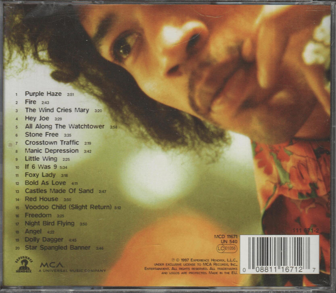 Jimi Hendrix - Experience Hendrix: The Best of Jimi Hendrix. 1997. . CD.