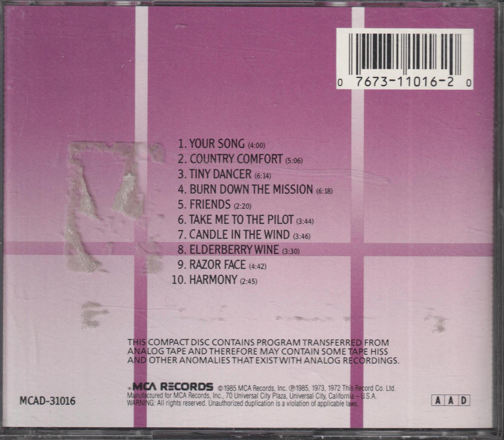 Elton John - Your Songs. 1985. . CD.