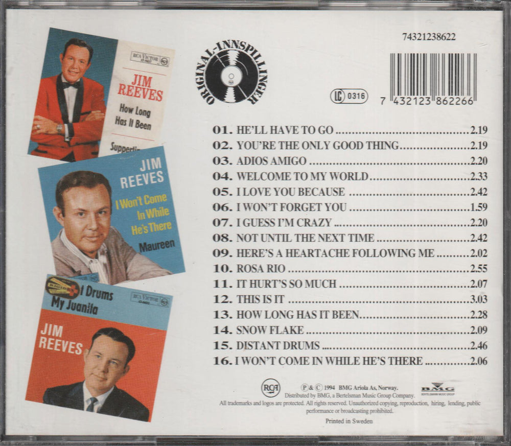 Jim Reeves - Norske hits. 2002. . CD.