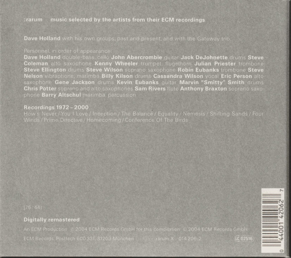 Dave Holland - Selected Recordings. 2002. . CD.