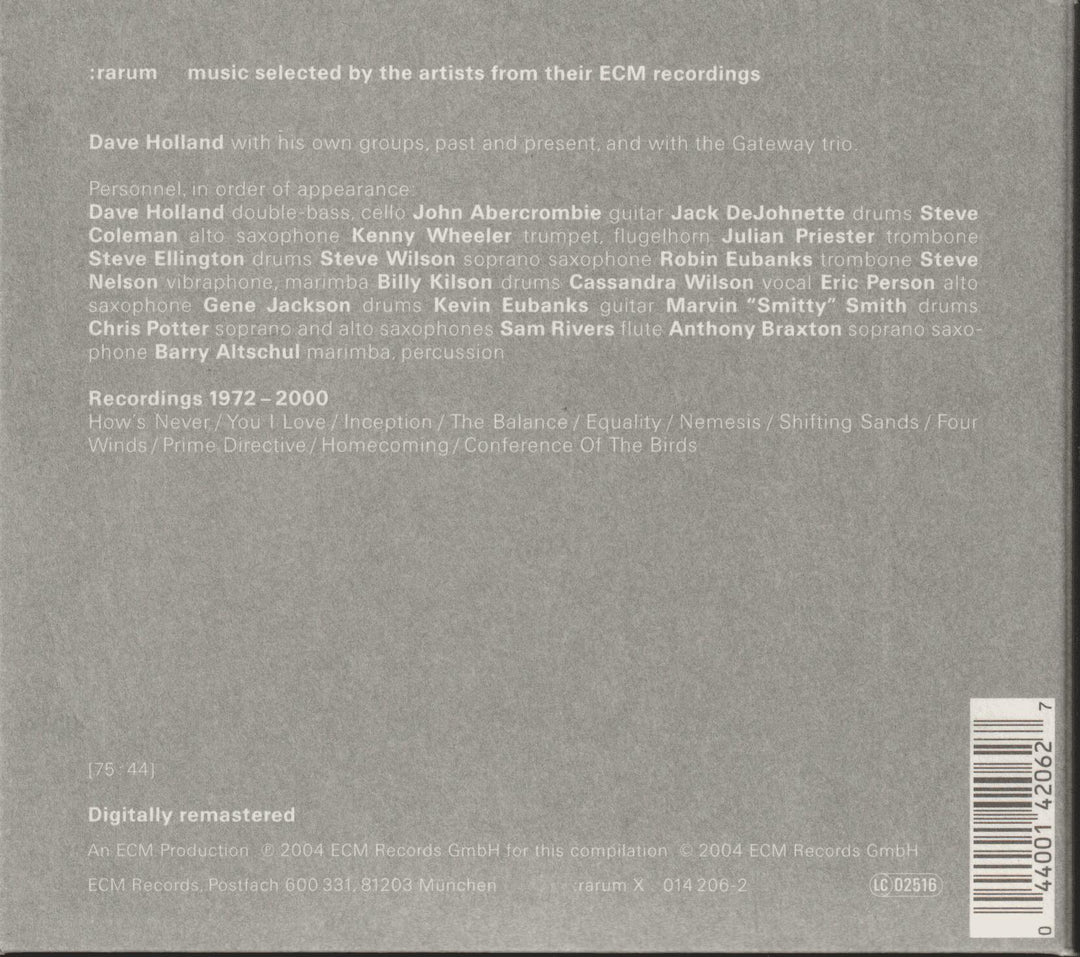 Dave Holland - Selected Recordings. 2002. . CD.