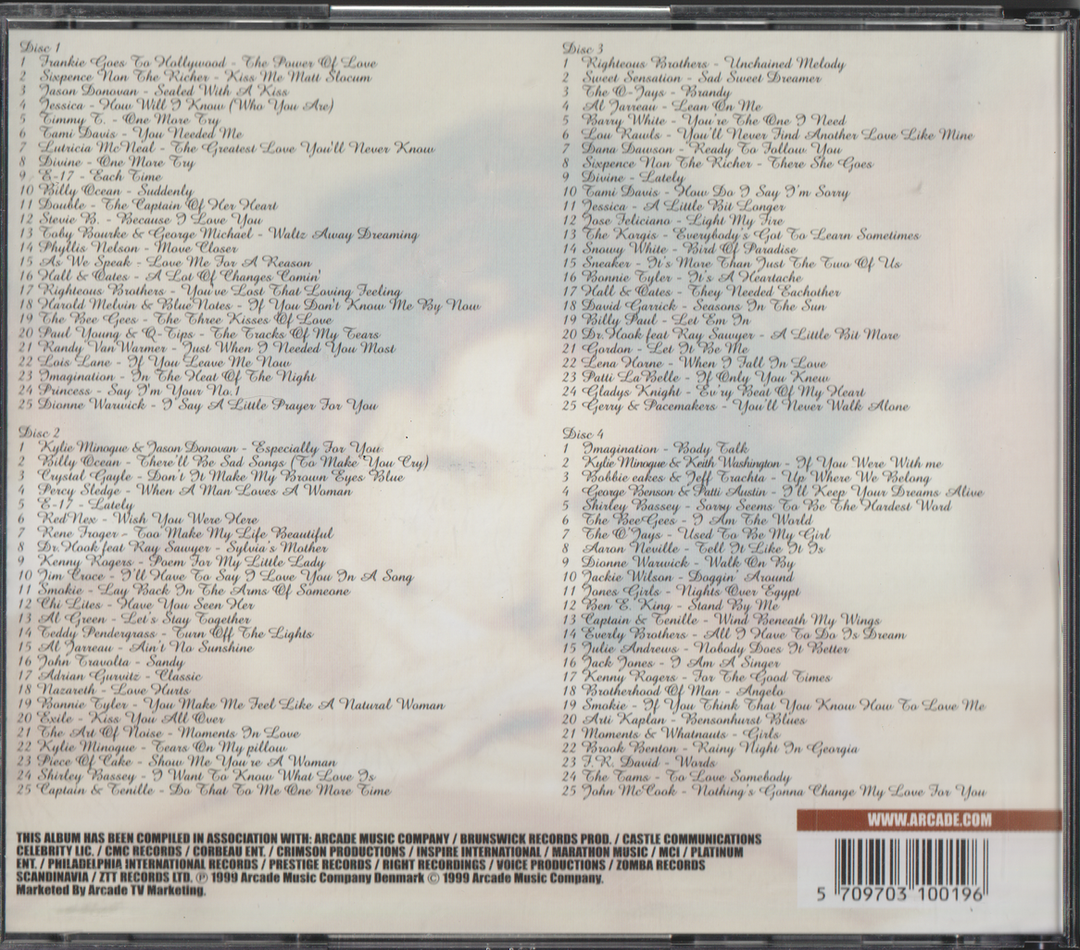 Forskjellige artister - Lovesongs Top 100 (4 CD). 2000. . CD.