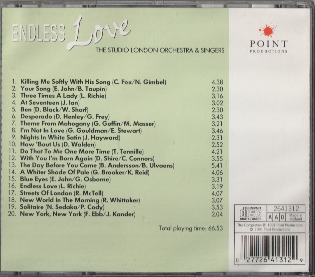 The Studio London Orchestra & Singers - Endless Love. 1992. . CD.