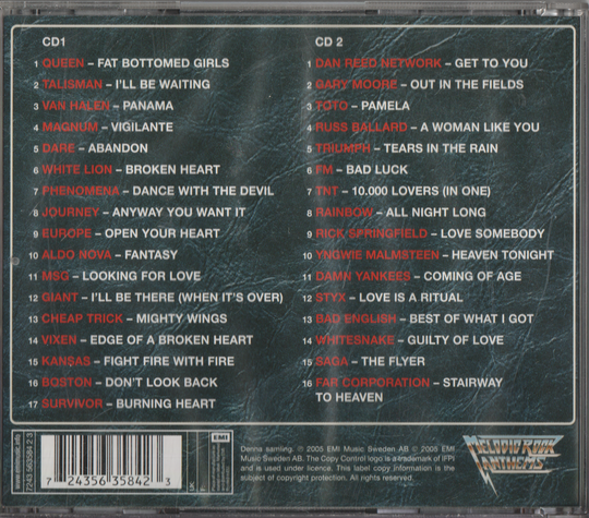 Forskjellige artister - Melodic Rock Anthems (2 CD). 1991. . CD.