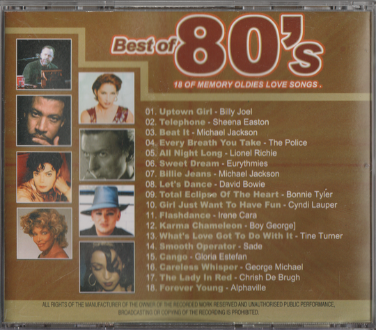 Forskjellige artister - Best of 80's: 18 of Memory Oldies Love Songs. 1998. . CD.