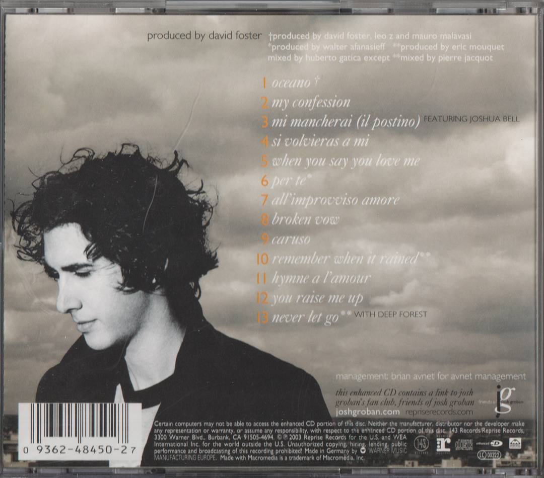Josh Groban - Josh Groban. 2001. . CD.