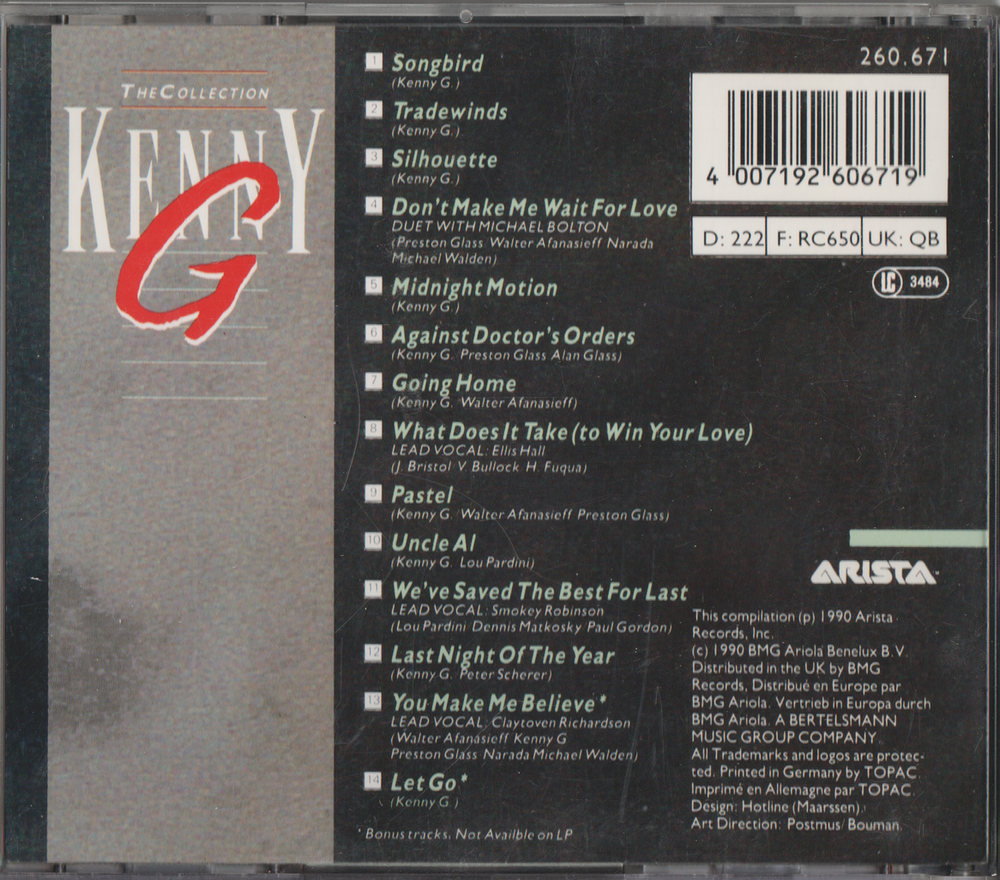 Kenny G - The Collection (1990). CD.