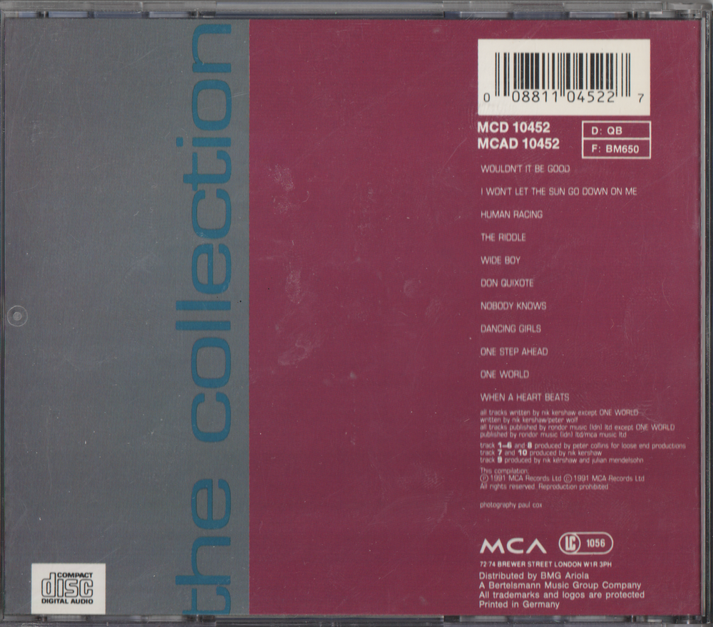 Nik Kershaw - The Collection (1991). CD.