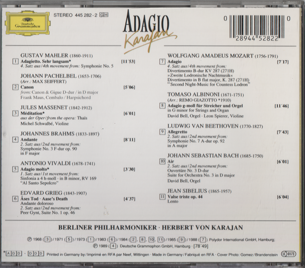 Herbert von Karajan - Adagio Karajan (1995). CD.