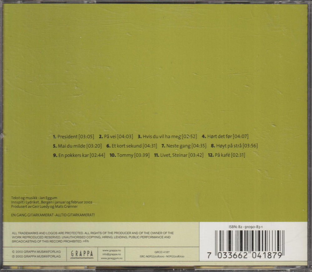 Jan Eggum - President (2001). CD.