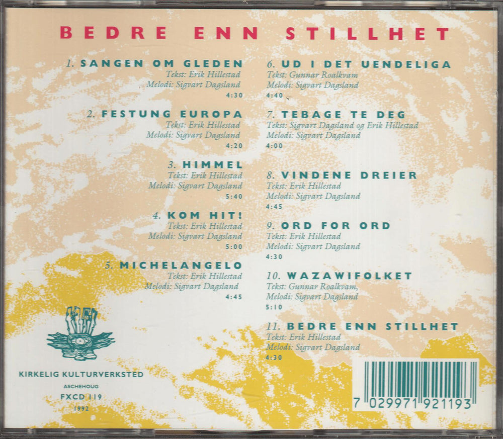 Sigvart Dagsland - Bedre enn stillhet. 1992. . CD.