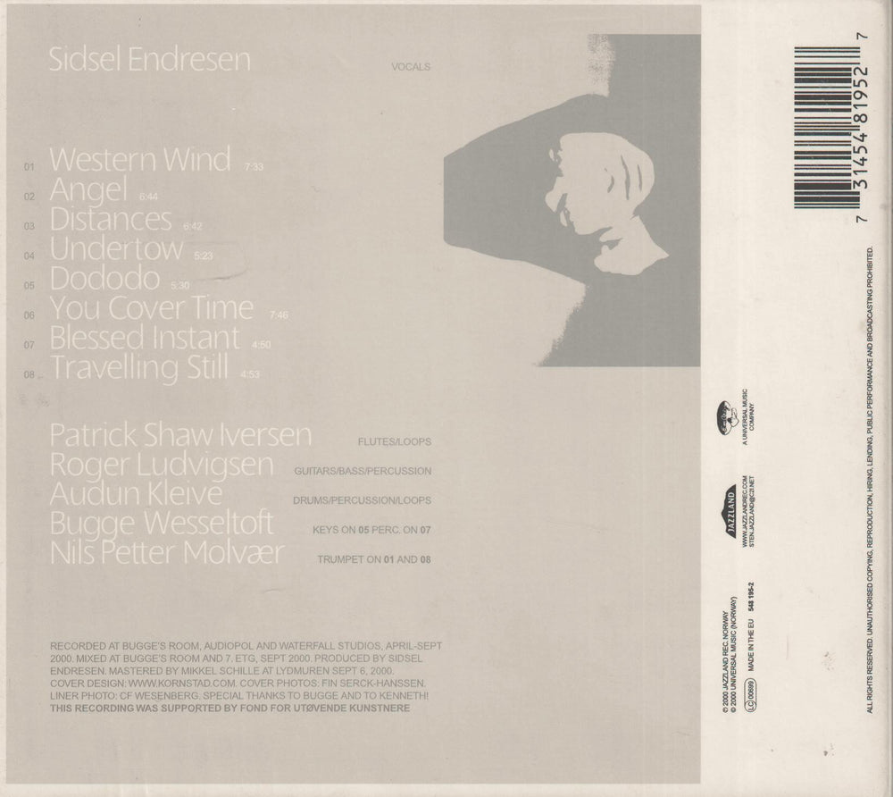 Sidsel Endresen - Undertow. 2000. . CD.