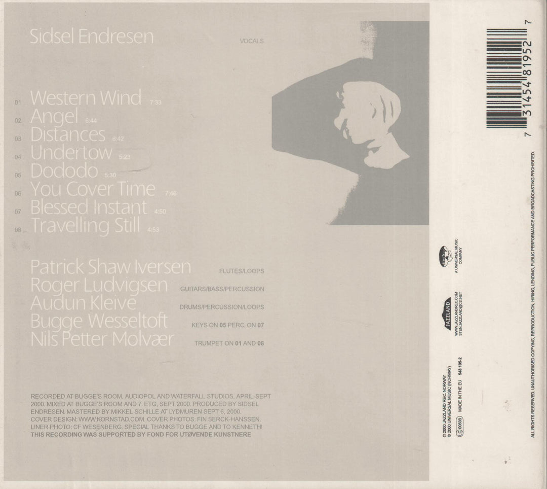 Sidsel Endresen - Undertow. 2000. . CD.