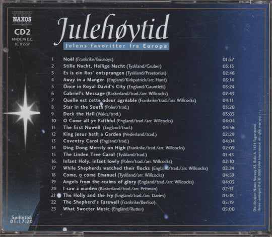 Diverse artister - Julehøytid: Julens favoritter fra Europa (CD 2). 1997. . CD.