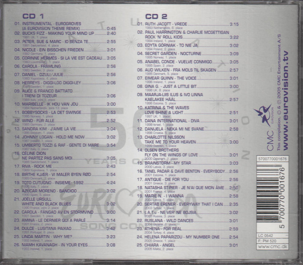 Diverse artister - Congratulations: 50 Years of the Eurovision Song Contest (1981-2005) (CD2). 2005. . CD.