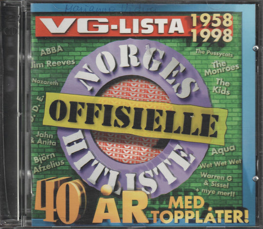 Diverse artister - VG-Lista 1958-1998: Norges offisielle hitliste 40 år med topplåter! (2CD). 1998. . CD.