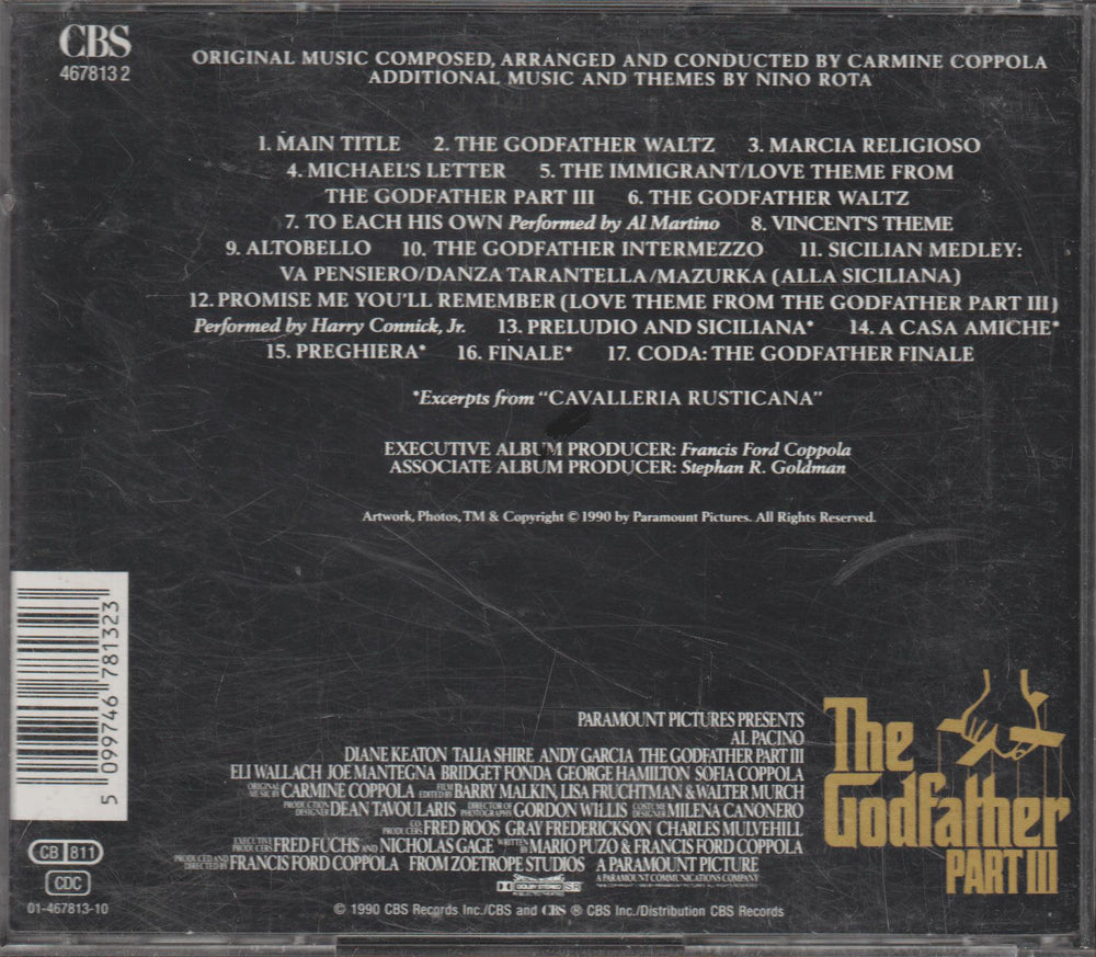 Carmine Coppola / Diverse - The Godfather Part III (Music From The Original Motion Picture Soundtrack). 1990. . CD.