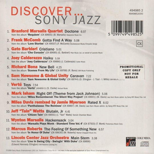Various Artists - Discover... Sony Jazz (1999). CD-singel.