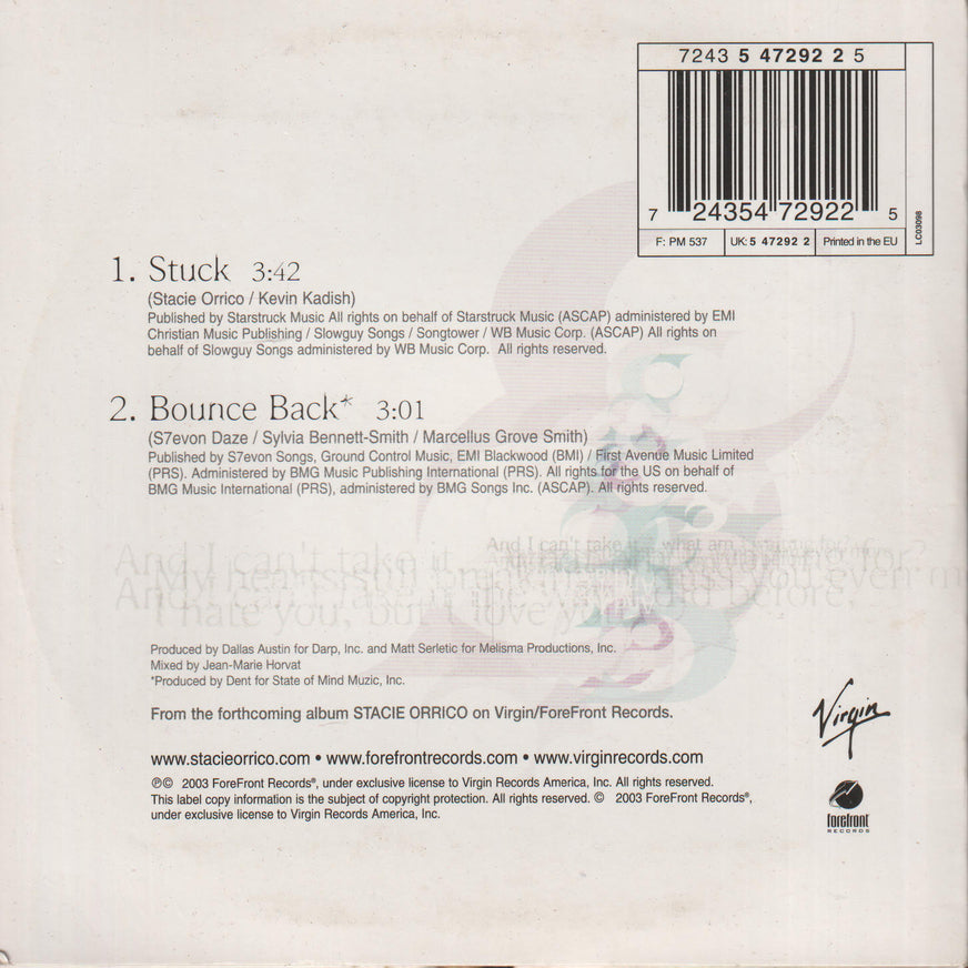 Stacie Orrico - Stuck (2003). CD-singel.