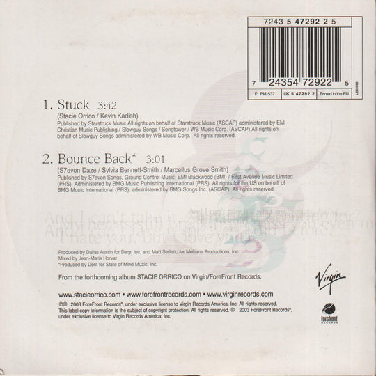 Stacie Orrico - Stuck (2003). CD-singel.