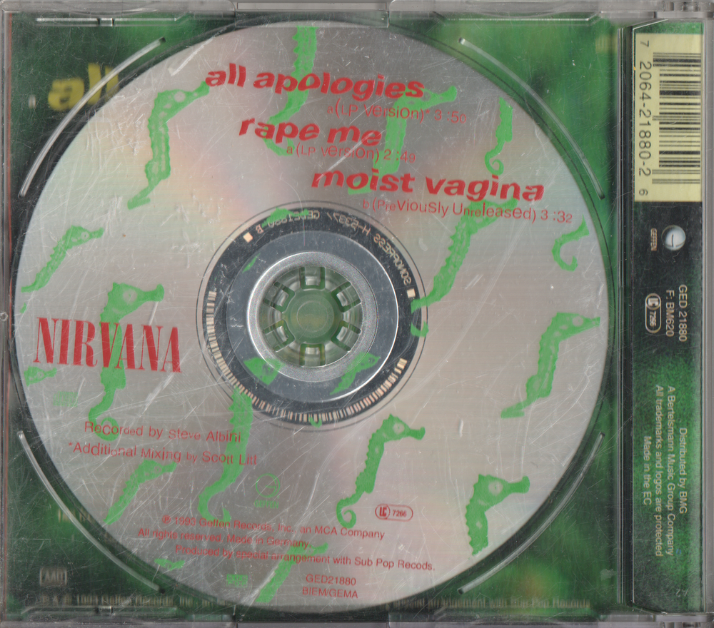 Nirvana - All Apologies / Rape Me (1993). CD-singel.