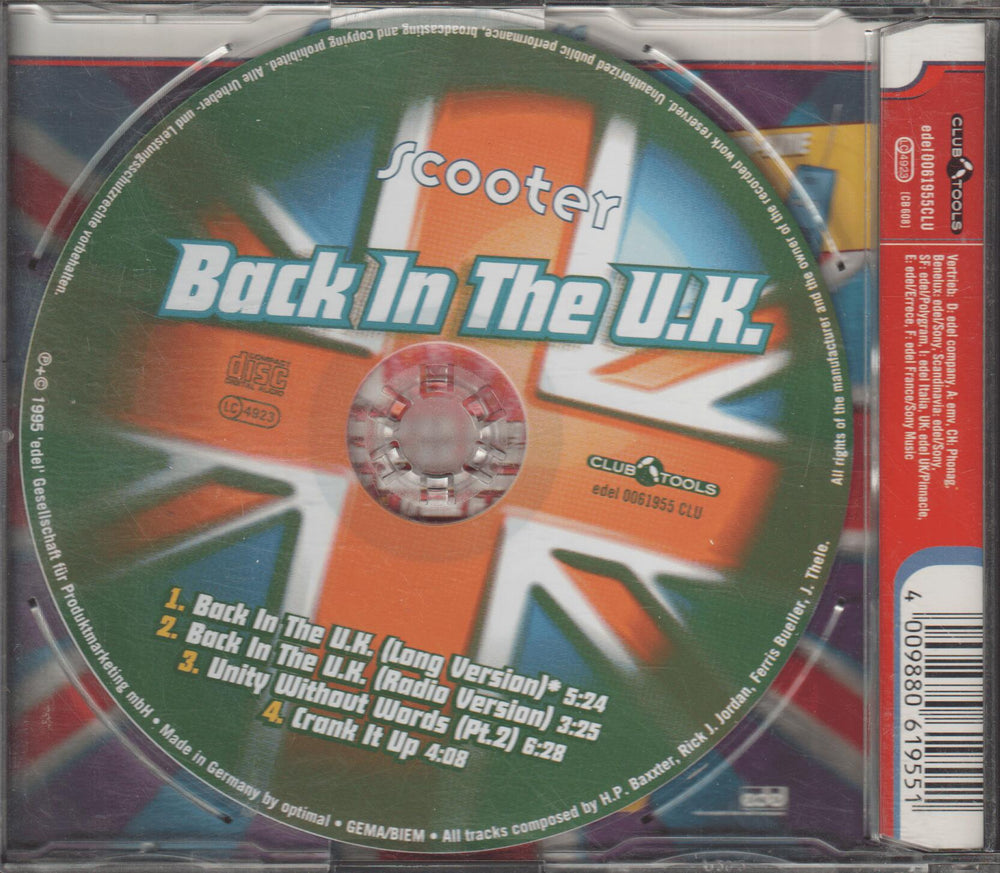 Scooter - Back In The U.K. 1996. CD-singel.
