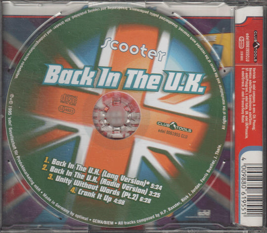 Scooter - Back In The U.K. 1996. CD-singel.