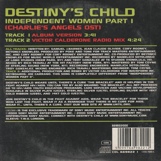 Destiny's Child – Independent Women Part I (Charlie's Angels OST). 2000. CD-singel.