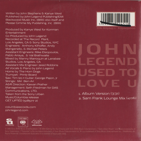John Legend – Used To Love U. 2004. CD i sleeve.