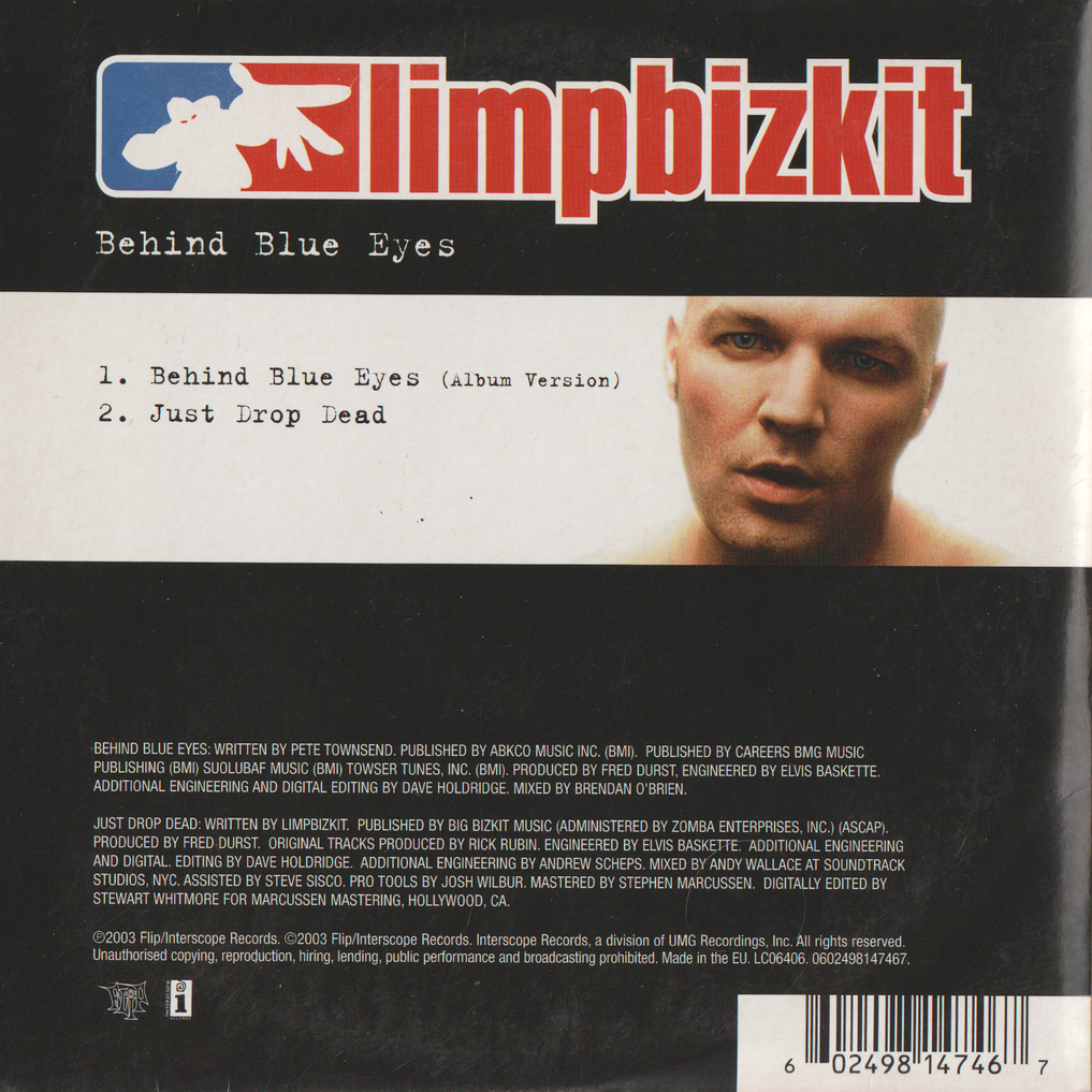 Limp Bizkit – Behind Blue Eyes. 2003. CD i sleeve.